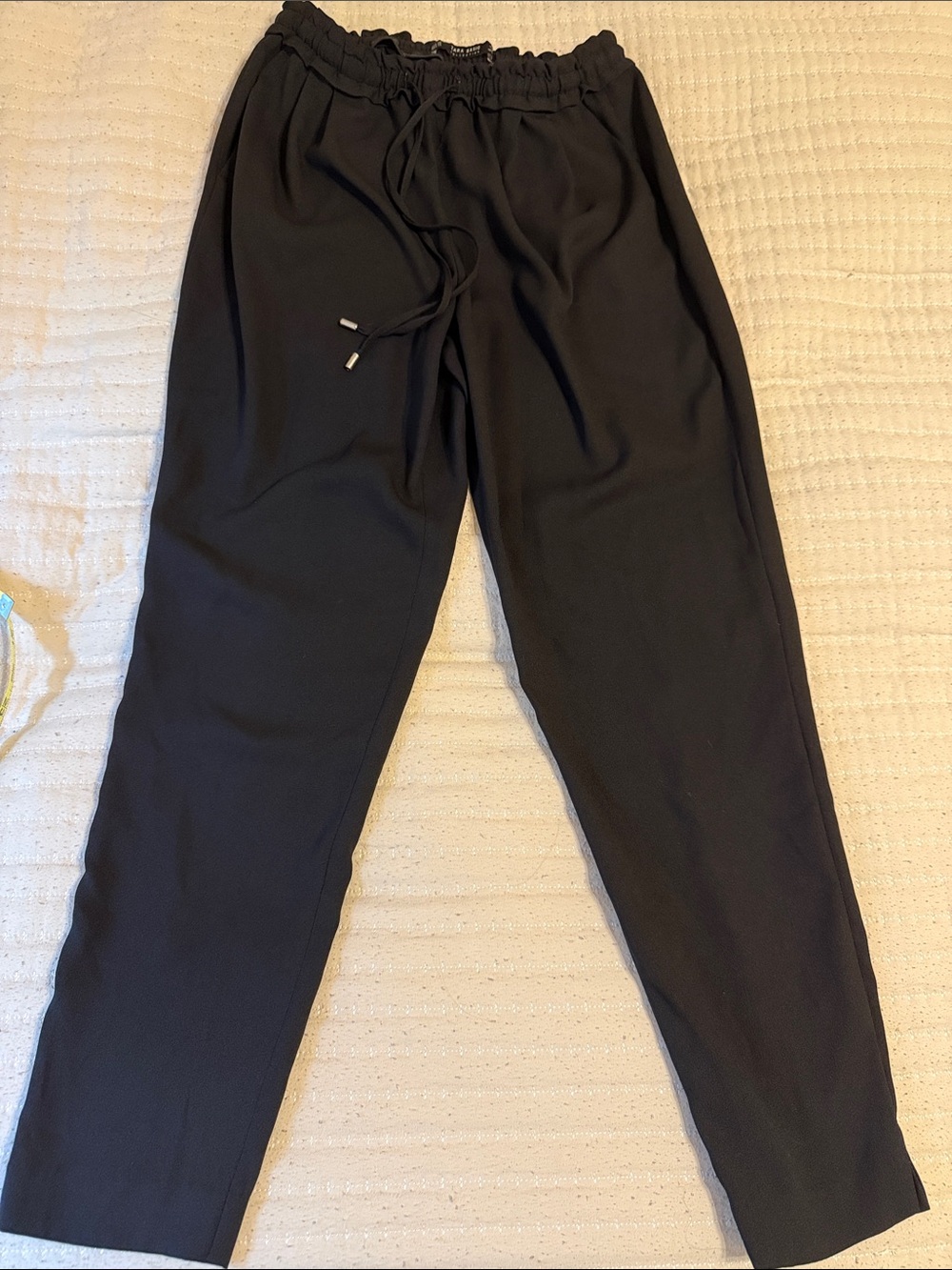 Zara Black Drawstring Waist Trousers